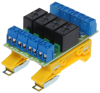 Modul 4 relee 10-16VDC, comutare 10A la 50VAC PK4-24-ZD montaj șină DIN35 Modul 4 relee 10-16VDC, comutare 10A la 50VAC PK4-24-ZD montaj șină DIN35