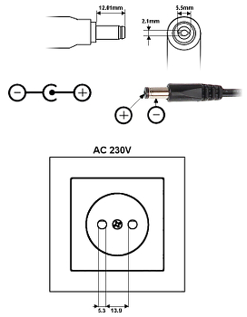 Sursă alimentator 5V/2A cu mufă 2.1/5.5