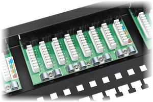 Patch panel 24 porturi UTP Cat.5 cu suport cabluri