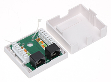 Priza rețea RJ45 Cat.5e dublă RJ45-2G2 aplicată, albă Priza rețea RJ45 Cat.5e dublă RJ45-2G2 aplicată, albă