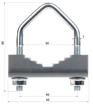 Bridă metalică pentru țevi pătrate 50 mm OZ-50/M8