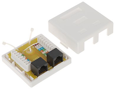 Priza rețea RJ45 Cat.6 dublă RJ45-2G1/6 aplicată, albă