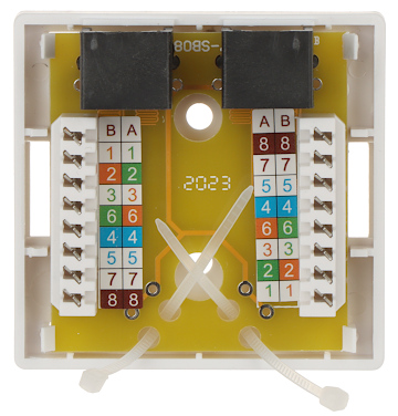 Priza rețea RJ45 Cat.6 dublă RJ45-2G1/6 aplicată, albă