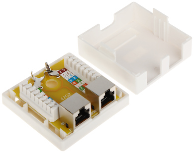 Priza rețea RJ45 Cat.6 ecranată dublă RJ45-2G5/6 aplicată, albă