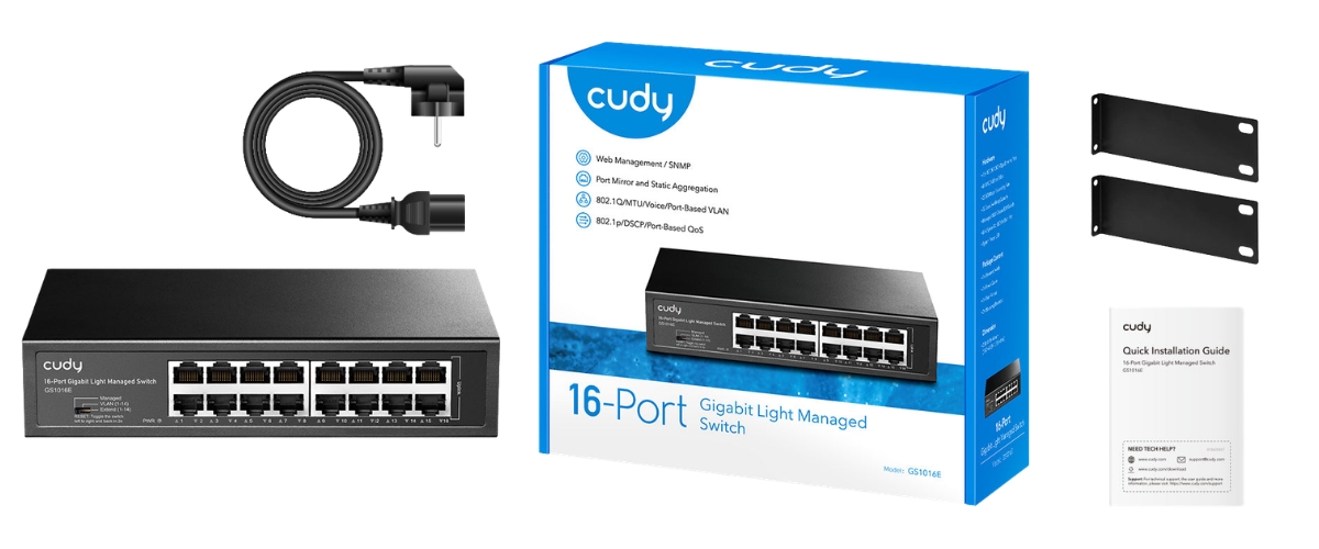 Switch 16 porturi gigabit GS1016E rackabil CUDY Switch 16 porturi gigabit GS1016E rackabil CUDY