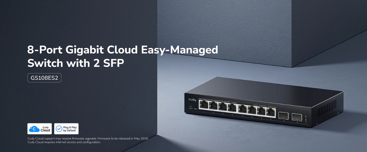 Switch 8 porturi gigabit +2xSFP gigabit GS108ES2 CUDY