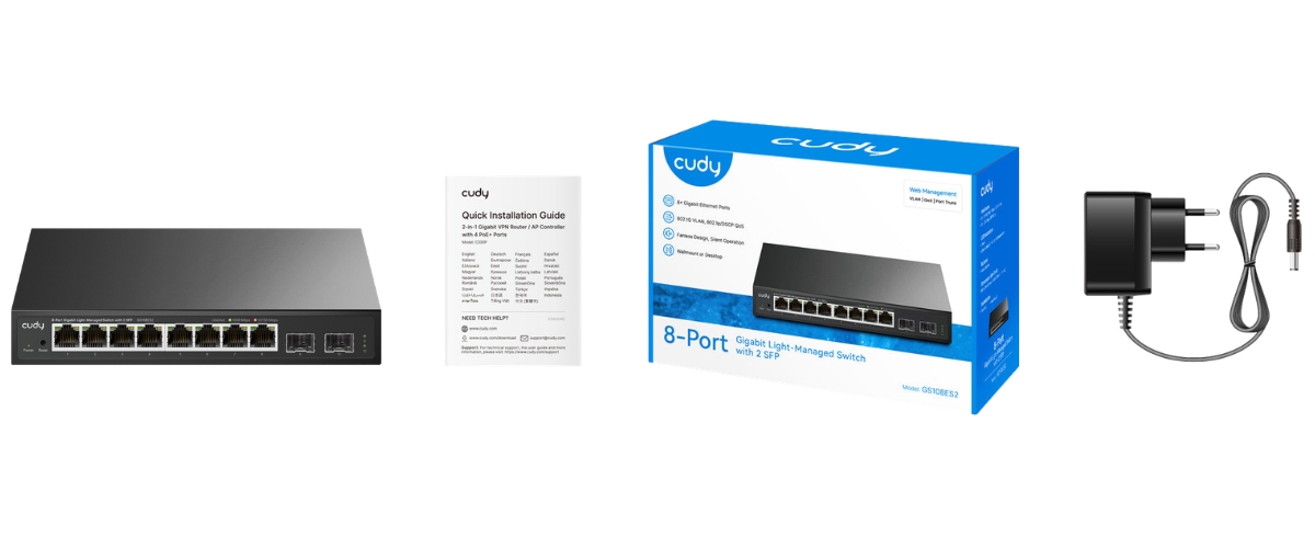 Switch 8 porturi gigabit +2xSFP gigabit GS108ES2 CUDY