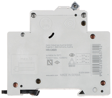 Disjunctor 40A tripolar 3P+N 6kA, curbă C Eaton HN-C40/3 xPole pentru sarcini rezistive Disjunctor 40A tripolar 3P+N 6kA, curbă C Eaton HN-C40/3 xPole pentru sarcini rezistive