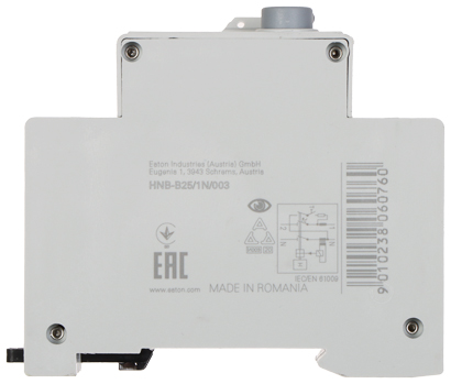 Întreruptor automat cu protecție diferențială Eaton RCD 1P+N 25A 6kA/30mA HNB-B25/1N/003, curbă C