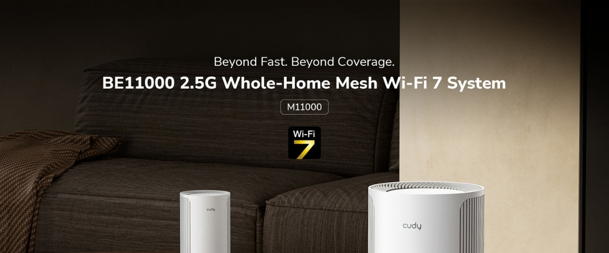 Kit Wifi Mesh M11000(1-PACK) Wi-Fi 7 2.4 GHz, 5 GHz, 6 GHz 688 Mbps + 4324 Mbps + 5765 Mbps CUDY