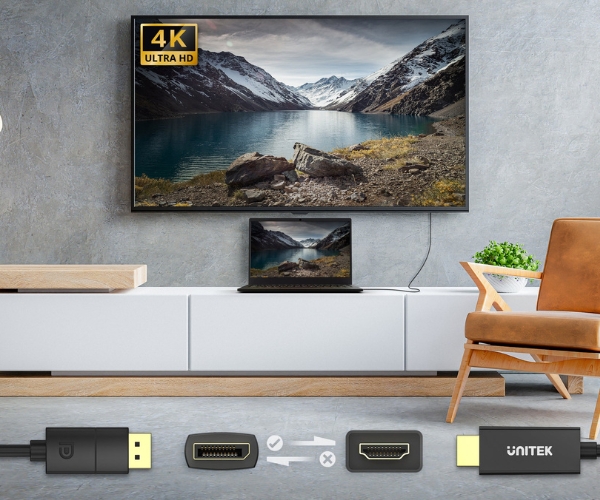 Cablu adaptor Displayport la HDMI tată 1.8 m, 4K UHD V1608A UNITEK Cablu adaptor Displayport la HDMI tată 1.8 m, 4K UHD V1608A UNITEK